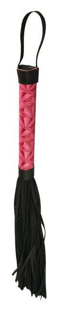Аккуратная плетка с розовой рукоятью Passionate Flogger - 39 см.-7902
