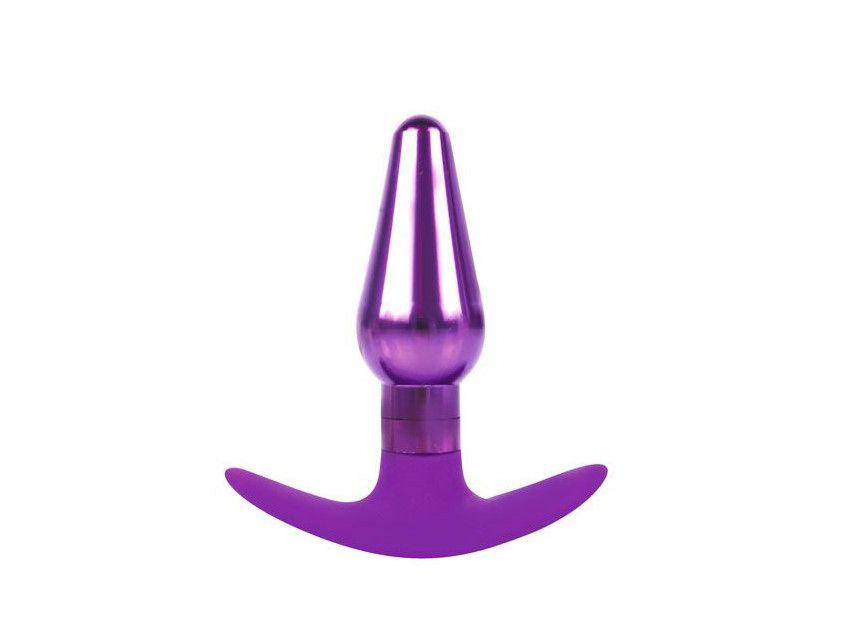 Анальная пробка-конус фиолетового цвета - 9