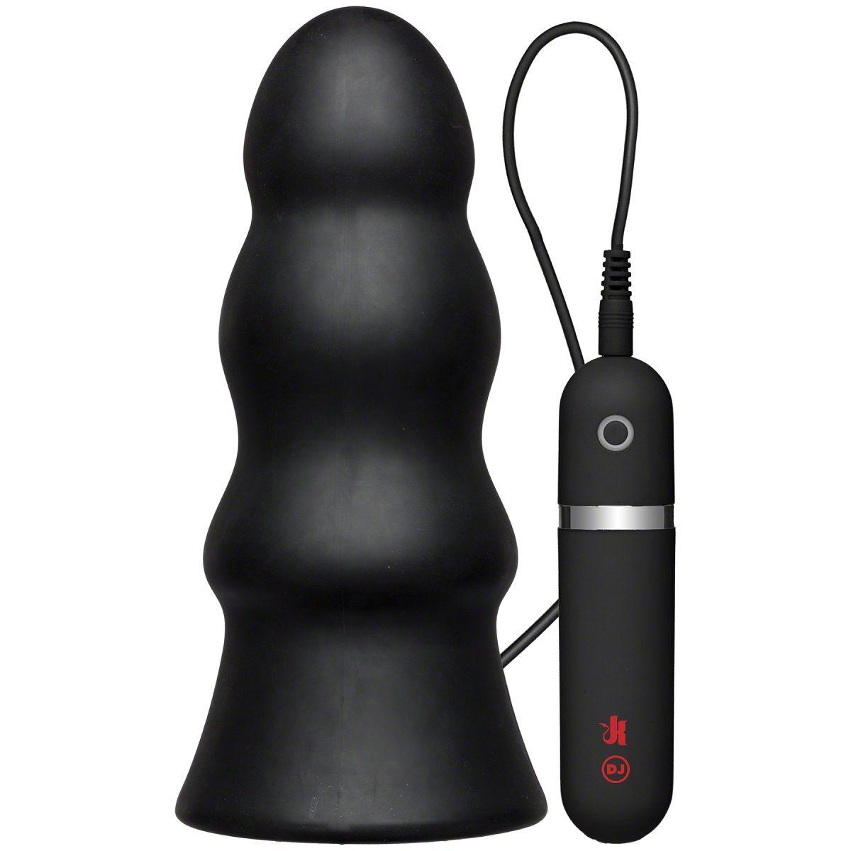 Анальная вибропробка Kink Vibrating Silicone Butt Plug Rippled 7.5 - 19 см.-7151