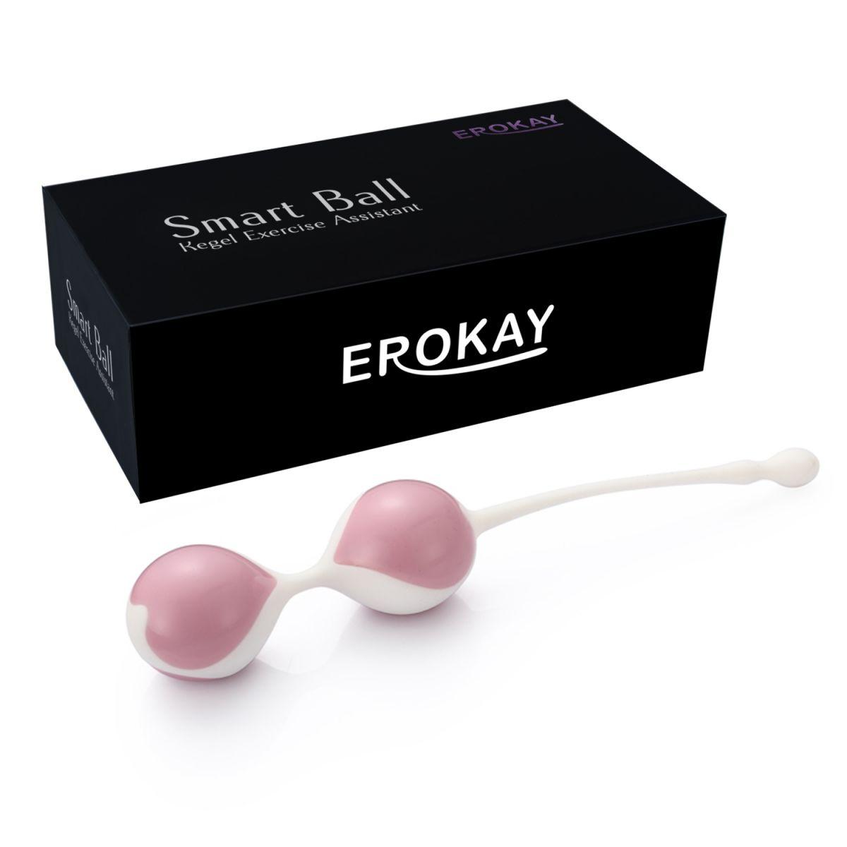 Бело-розовые вагинальные шарики Erokay-6012