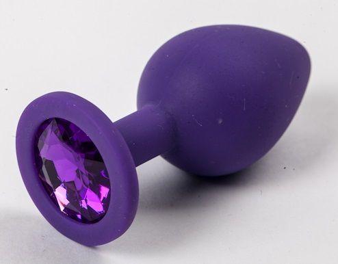 Большая фиолетовая силиконовая пробка с фиолетовым кристаллом - 9