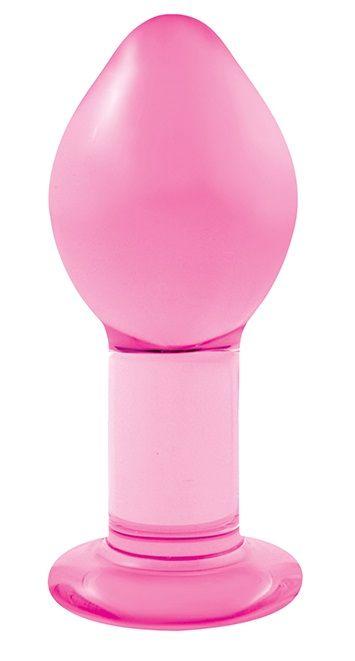 Большая розовая стеклянная анальная пробка CRYSTAL PLUG - 10 см.-4957