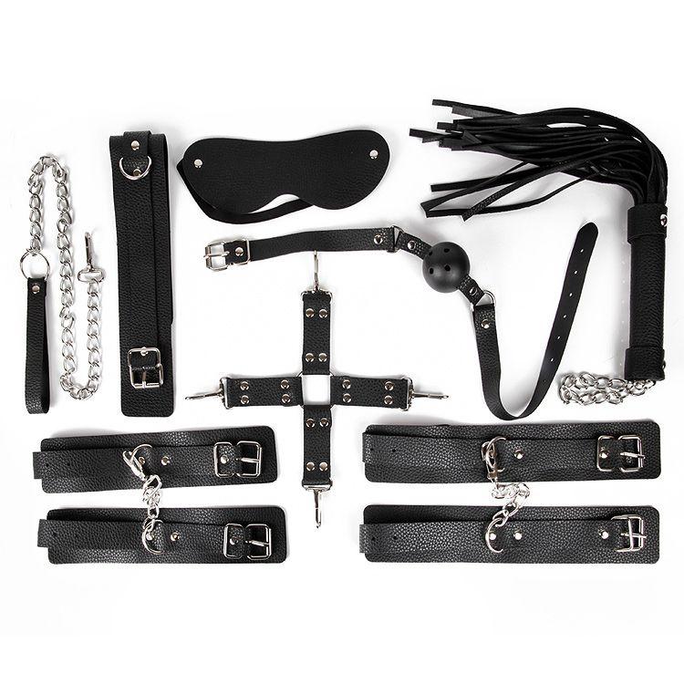 Большой черный набор БДСМ: наручники