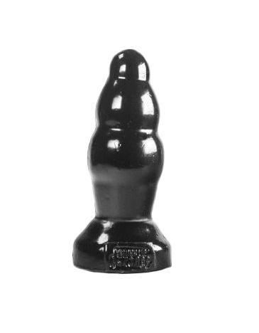 Черная рельефная анальная пробка Butt Bullet - 15 см.-3900
