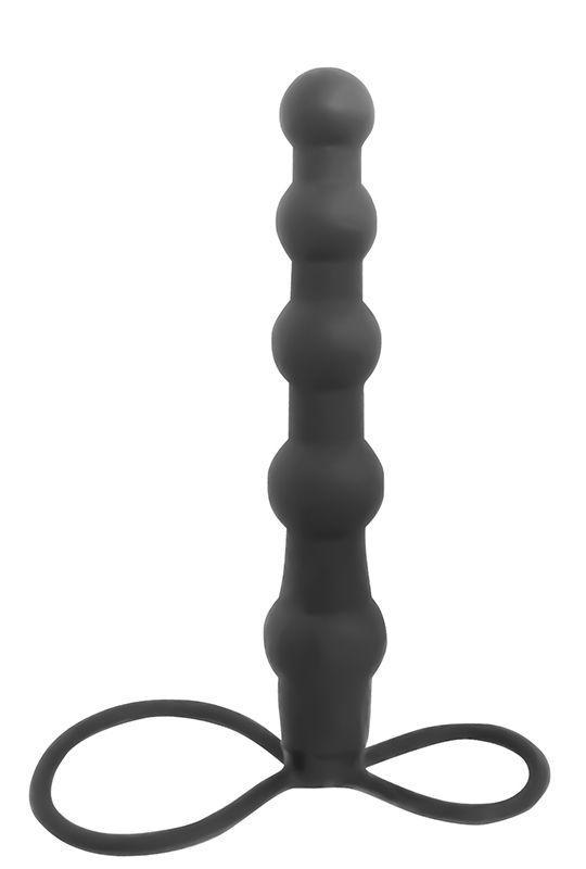 Черная ёлочка-насадка для двойного проникновения Mojo Bumpy - 15 см.-2697