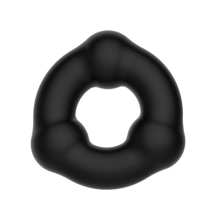 Черное эрекционное кольцо с 3 шариками-12855
