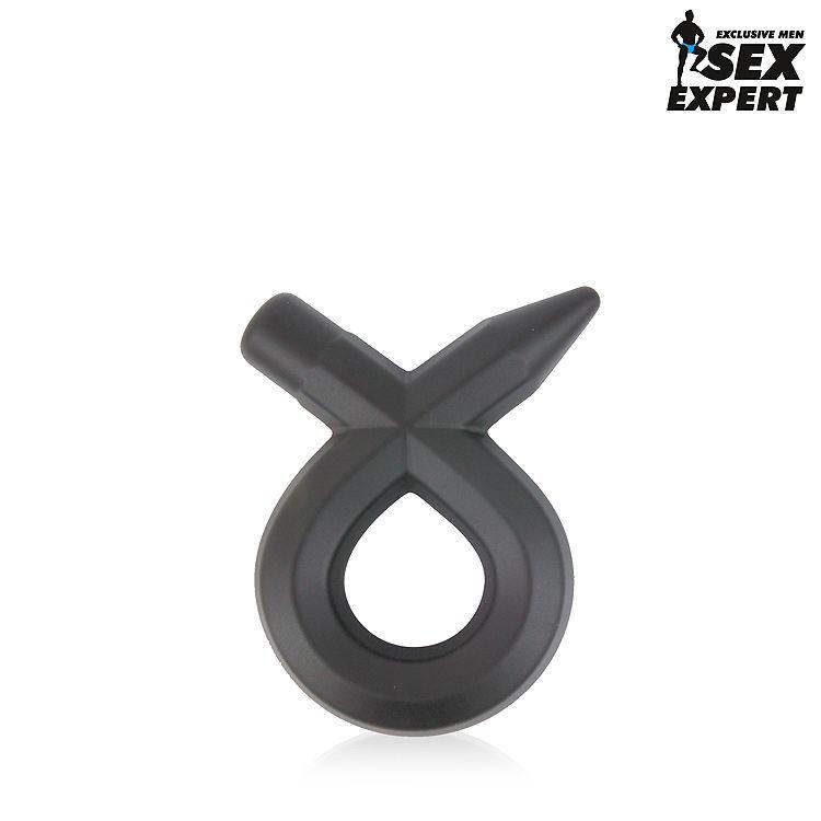 Черное силиконовое эрекционное кольцо Sex Expert-7650