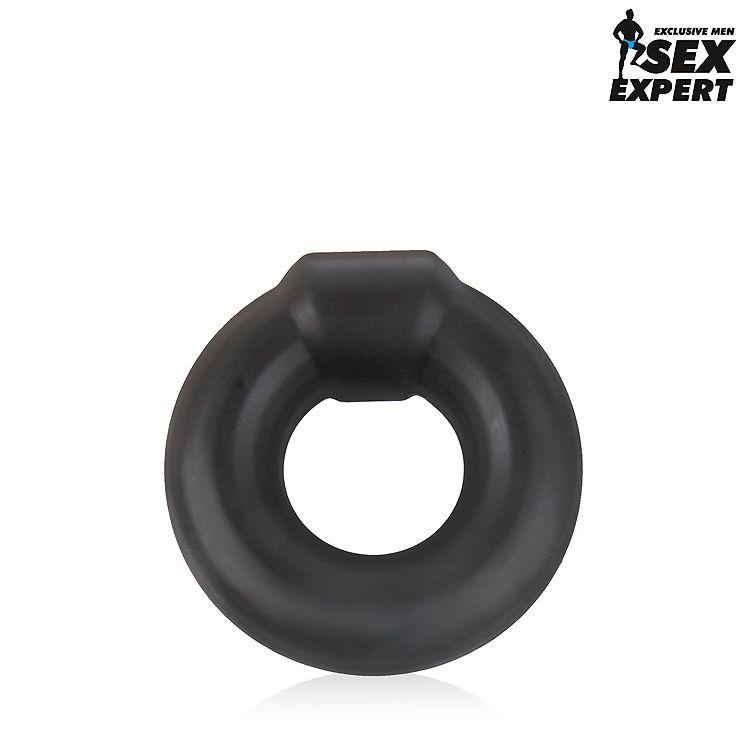Черное силиконовое круглое эрекционное кольцо Sex Expert-7654