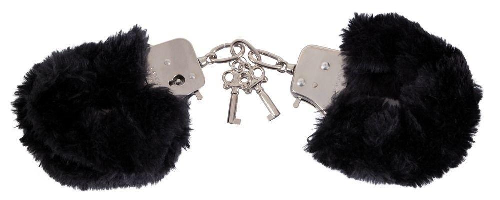Черные меховые наручники Love Cuffs Black-12054