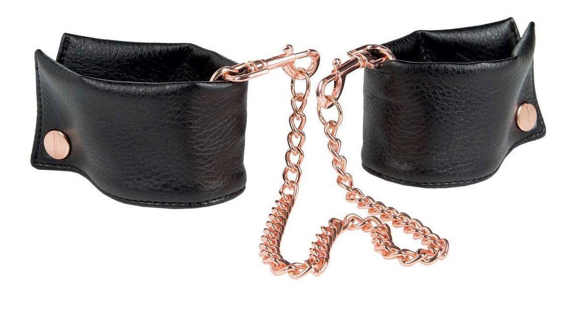 Черные мягкие наручники Entice French Cuffs с цепью-5028