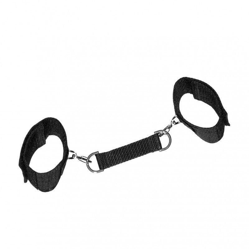 Черные наручники на липучках с креплением на карабинах-10210