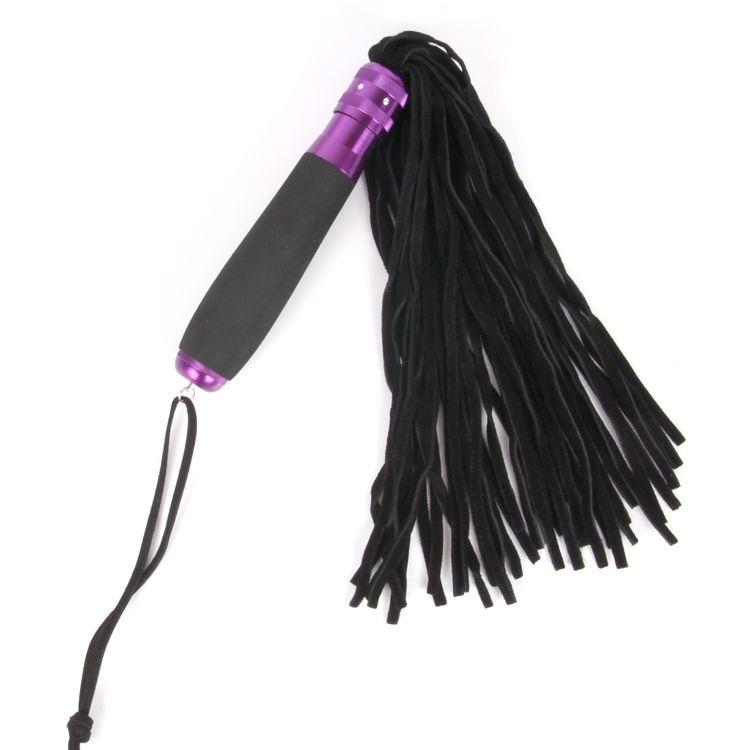 Черный флоггер с черно-фиолетовой металлической ручкой Notabu - 40 см.-7928