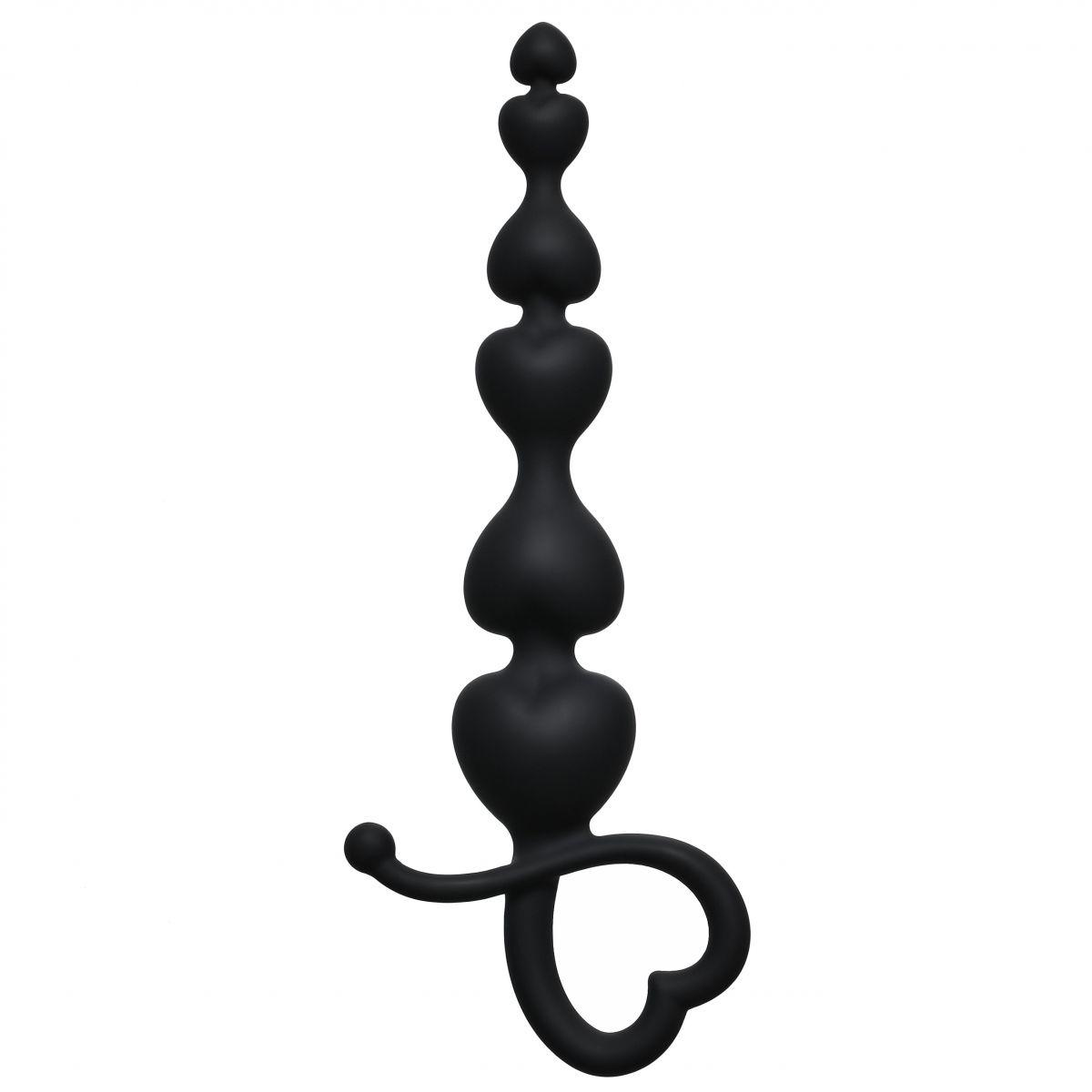 Чёрная анальная цепочка Begginers Beads - 18 см.-6244
