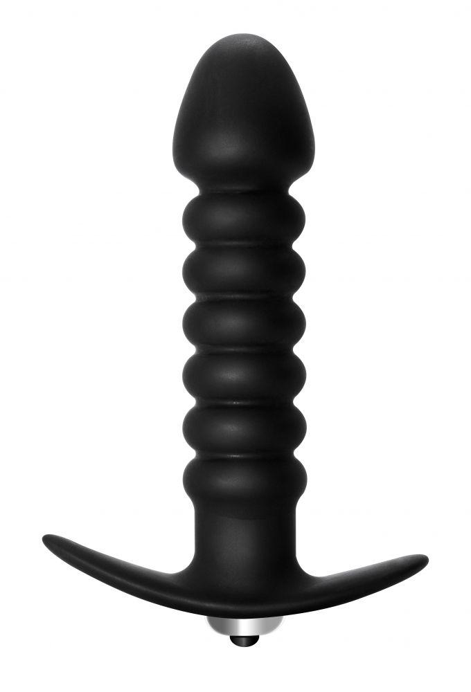 Чёрная анальная вибропробка Twisted Anal Plug - 13 см.-4477