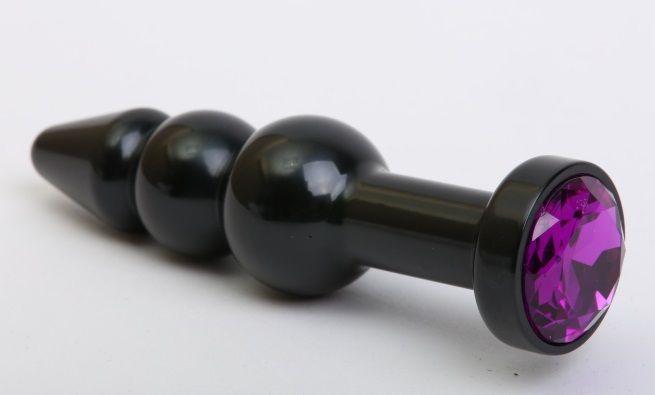 Чёрная анальная ёлочка с фиолетовым кристаллом - 11