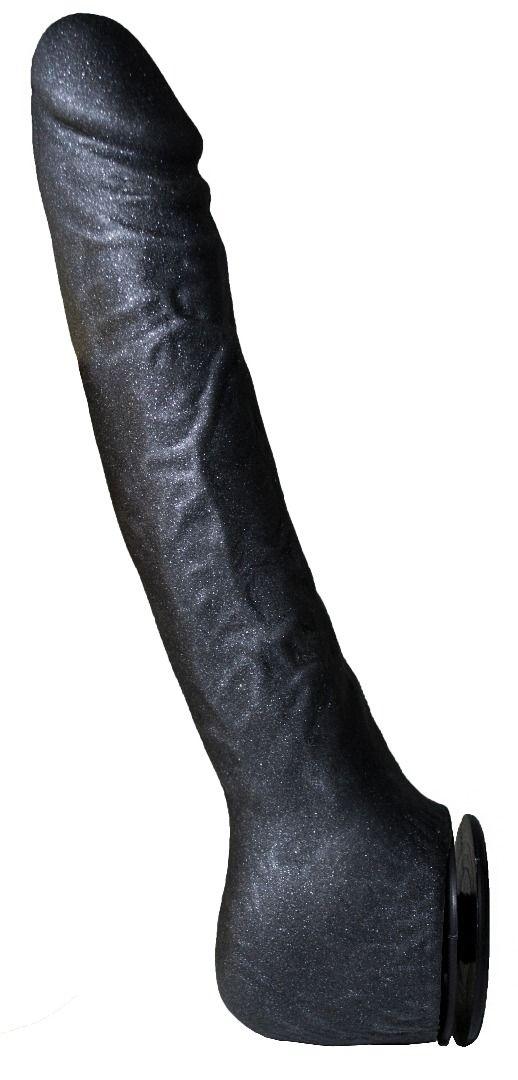 Чёрная фаллическая насадка BLACK BENT 3 - 22 см.