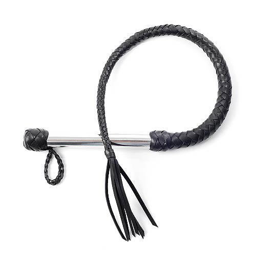 Чёрная плеть с хромированной ручкой - 70 см.-10838