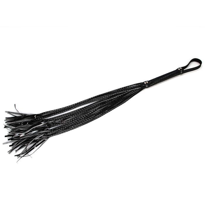 Чёрная плеть с лаковыми хвостиками - 79 см.-8761