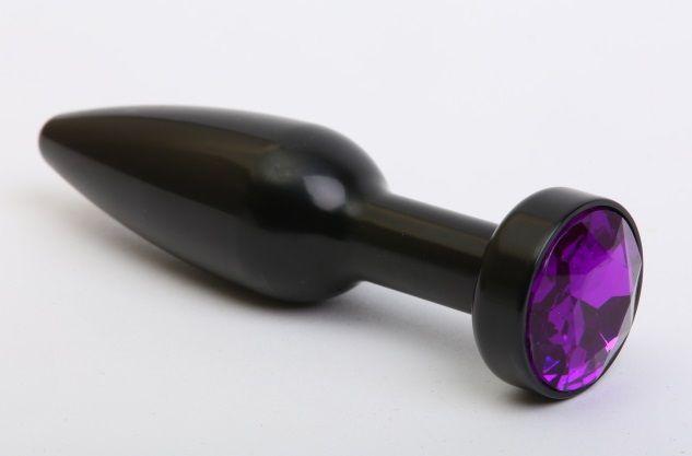 Чёрная удлинённая пробка с фиолетовым кристаллом - 11