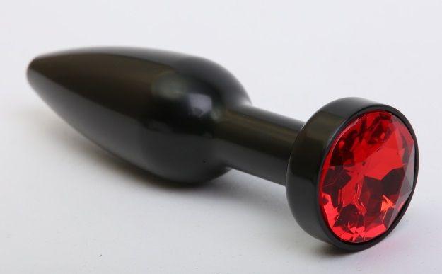 Чёрная удлинённая пробка с красным кристаллом - 11