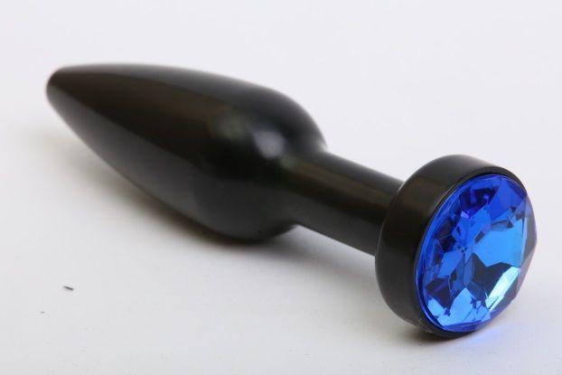 Чёрная удлинённая пробка с синим кристаллом - 11