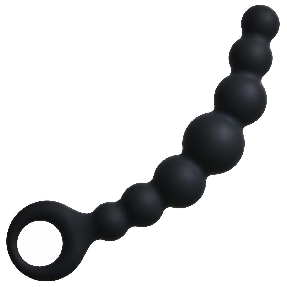 Чёрная упругая анальная цепочка Flexible Wand - 18 см.-6175
