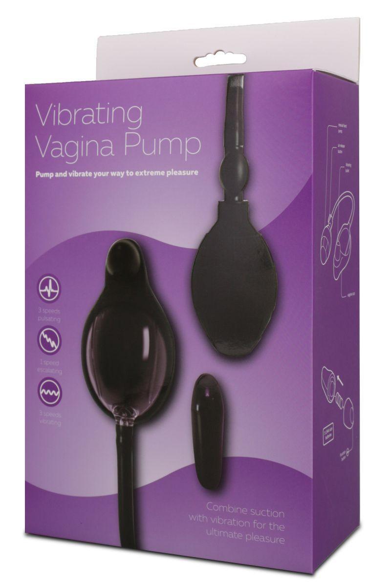 Чёрная вибропомпа для вагины с 7 режимами вибрации VIBRATING VAGINA PUMP-6
