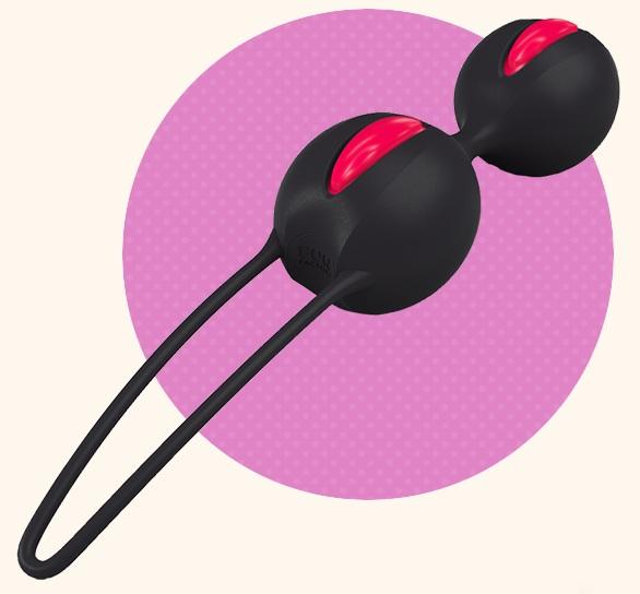 Чёрно-розовые вагинальные шарики Smartballs Duo-3712