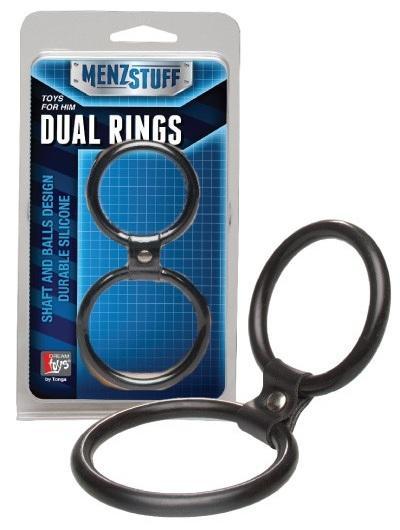 Чёрное двойное эрекционное кольцо Dual Rings Black-4826
