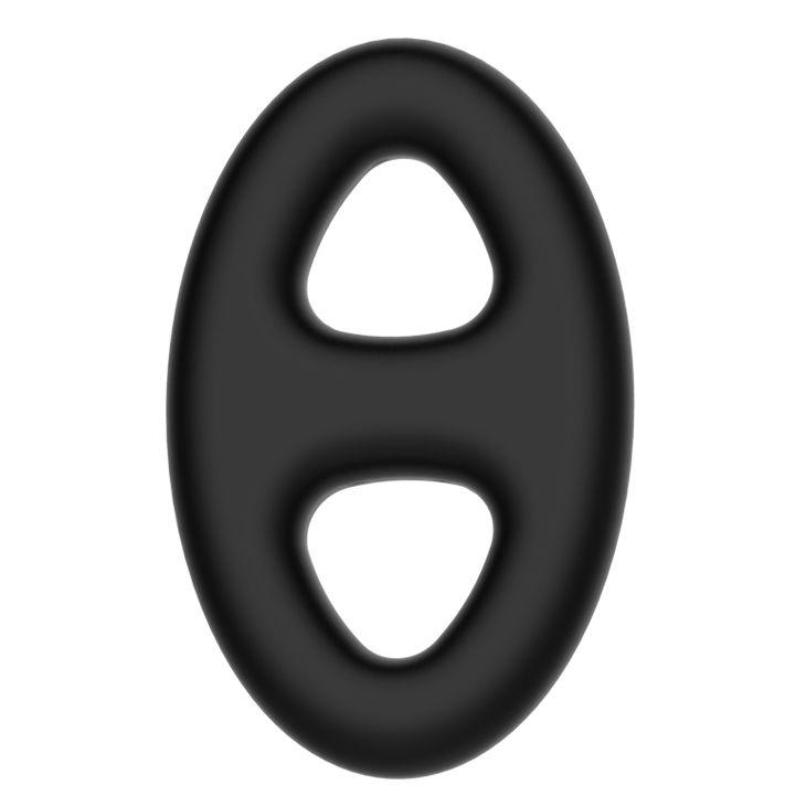 Чёрное эрекционное кольцо с петлёй для мошонки-12860