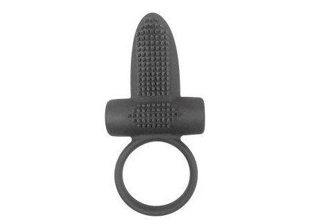 Чёрное эрекционное кольцо с вибрацией и язычком Sex Expert-48