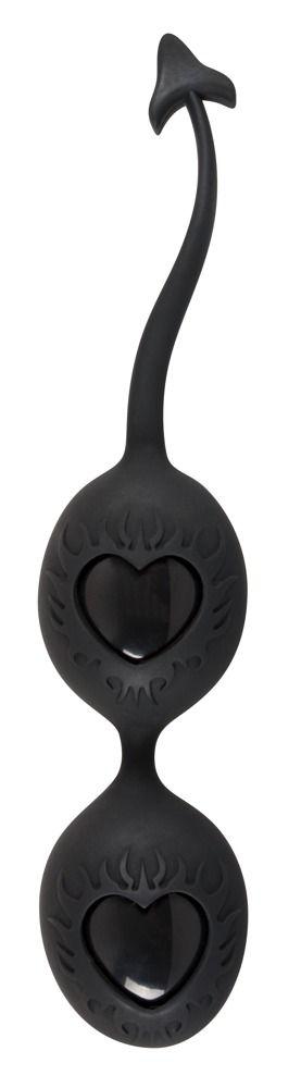 Чёрные вагинальные шарики с сердечками BLACK VELVETS-1686