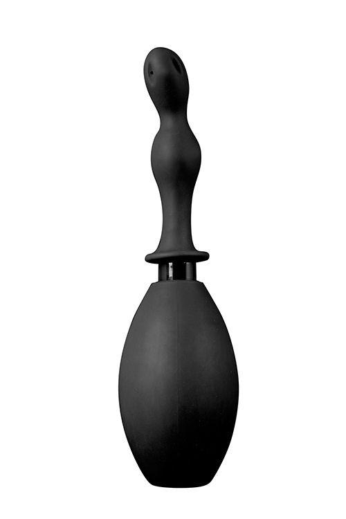 Чёрный анальный душ FRESHEN PUMP с фигурным наконечником-1034