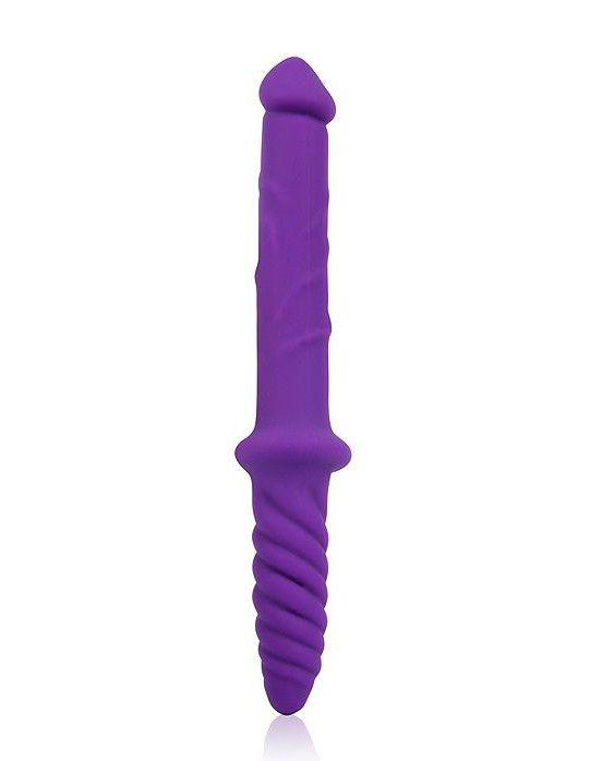 Двусторонний фиолетовый фаллоимитатор Cosmo - 23 см.-5348