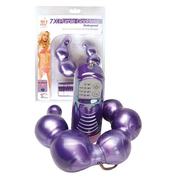 Двусторонний фиолетовый вибромассажёр Purple Goddess-1404