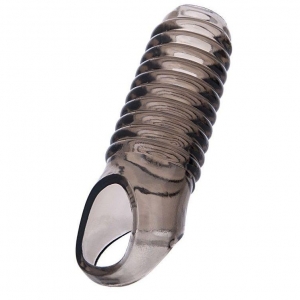 Дымчатая насадка с рёбрышками и подхватом мошонки ToyFa XLover - 12