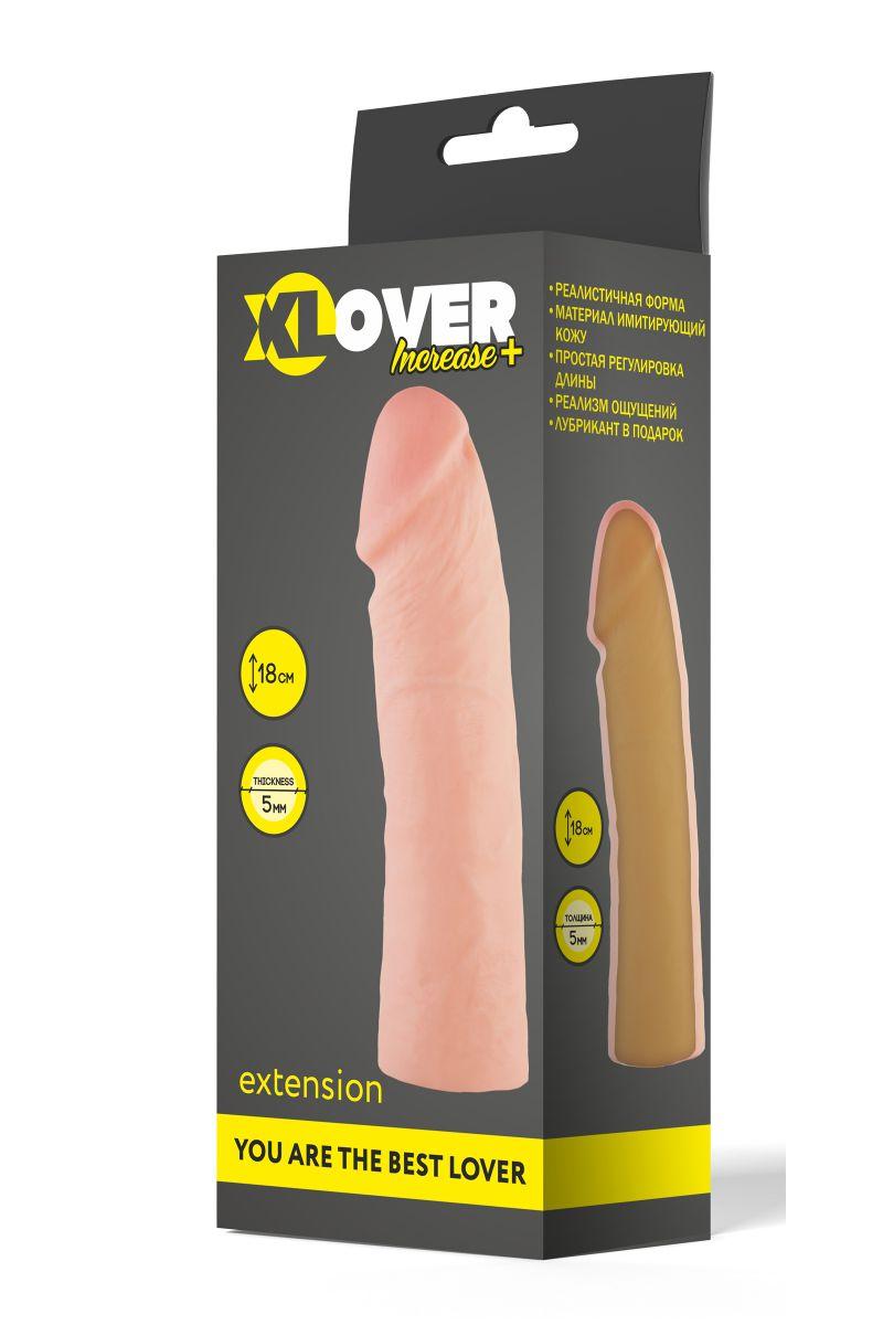 Фаллическая насадка на пенис XLover - 18 см.-1528
