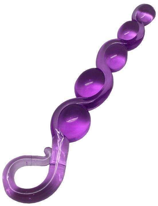 Фиолетовая анальная цепочка из геля - 22 см.-9862