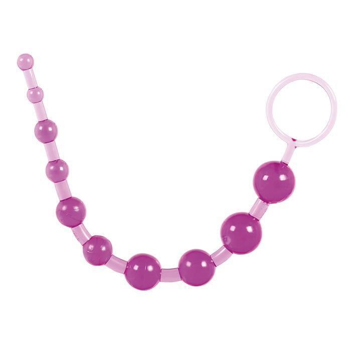 Фиолетовая анальная цепочка с кольцом - 25 см.-2568