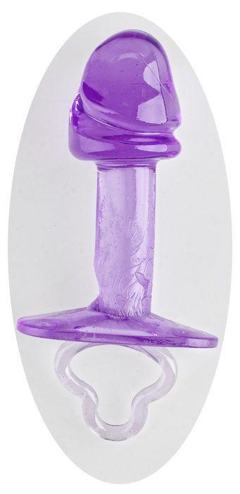 Фиолетовая анальная пробка с фаллической головкой - 9 см.