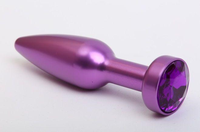 Фиолетовая анальная пробка с фиолетовым стразом - 11