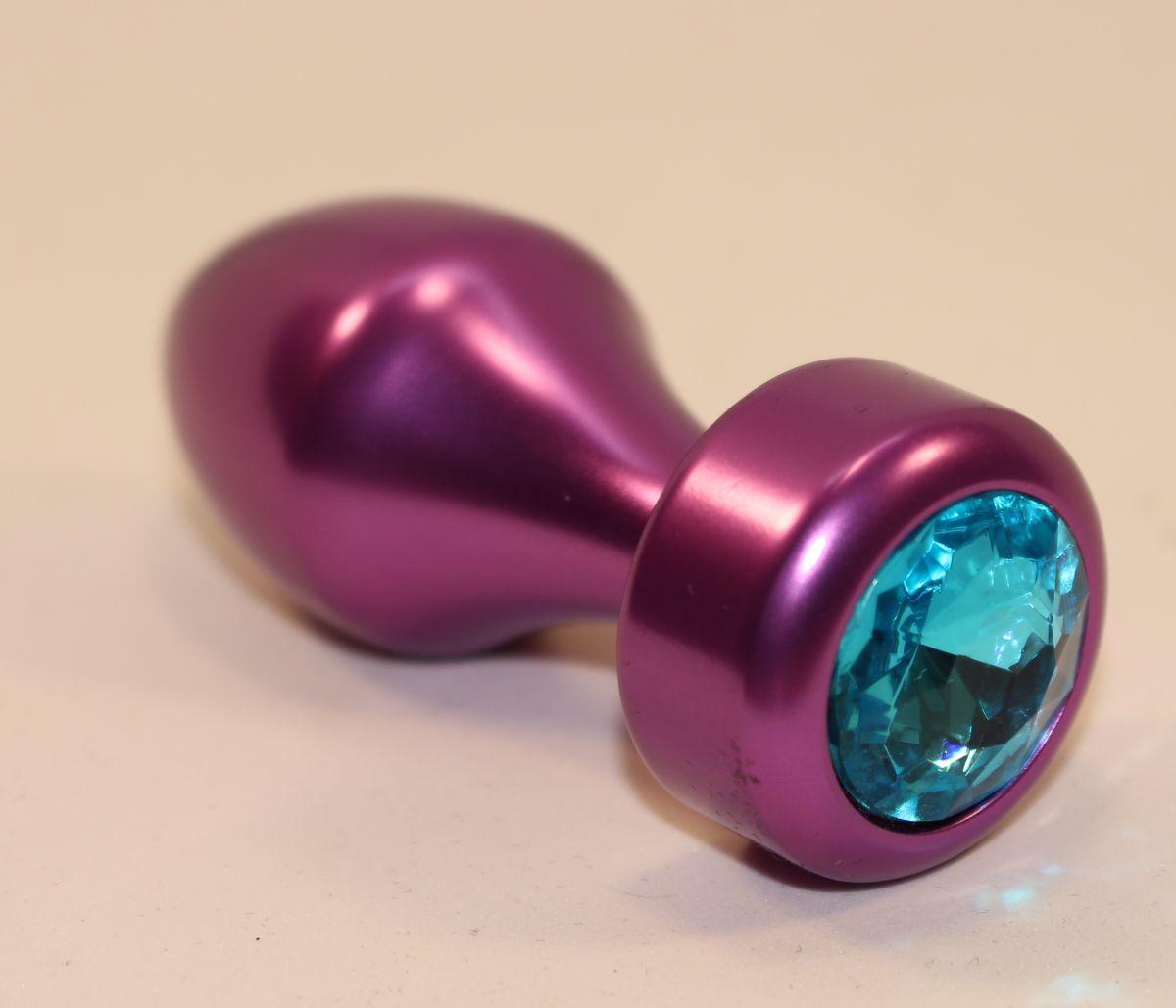 Фиолетовая анальная пробка с голубым кристаллом - 7