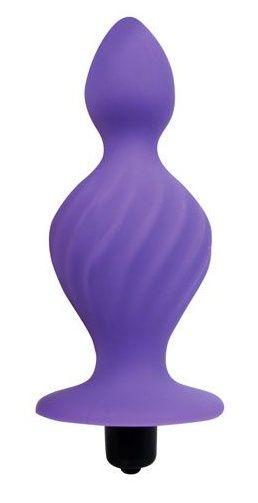 Фиолетовая анальная вибровтулка конической формы - 10 см.-7540