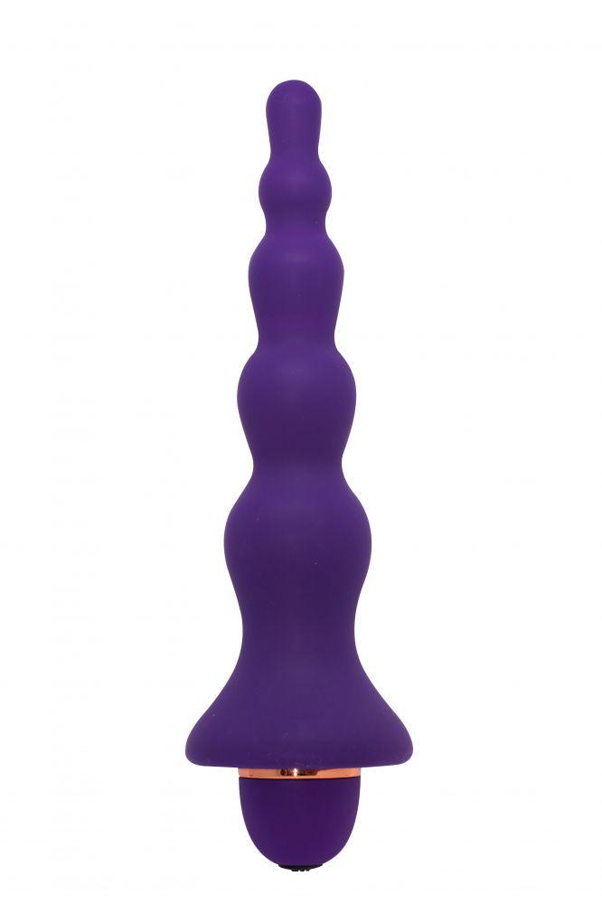 Фиолетовая анальная ёлочка с вибрацией - 20 см.-4284