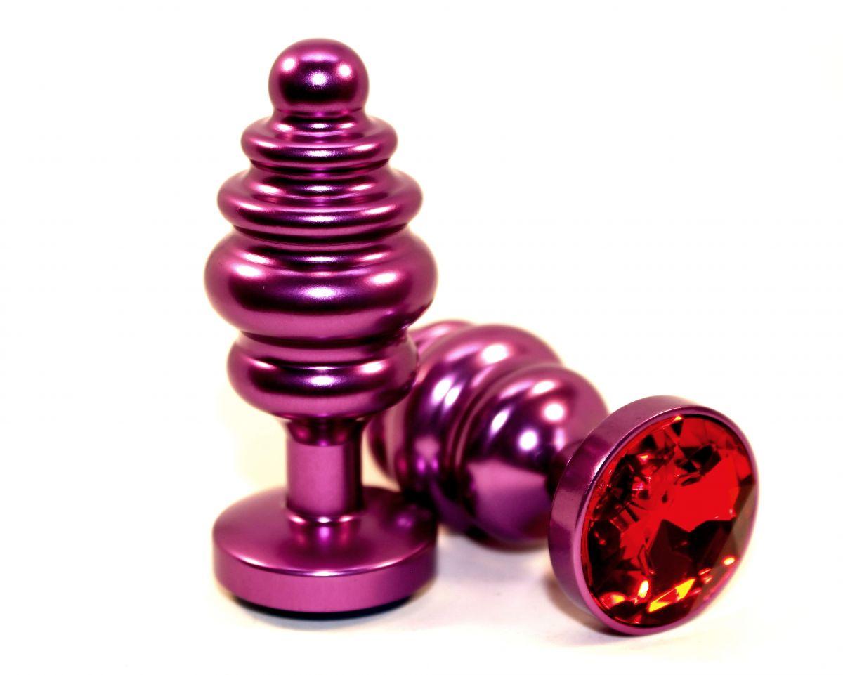 Фиолетовая фигурная пробка с красным кристаллом - 7