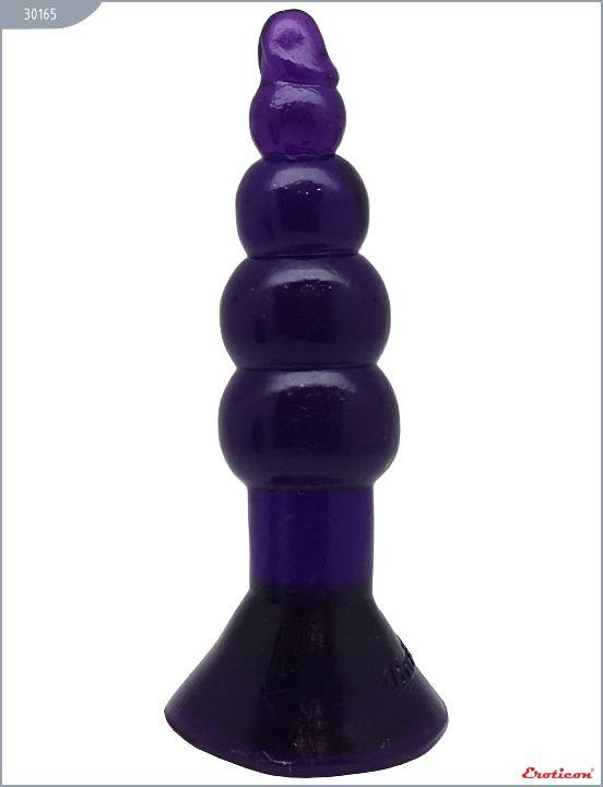 Фиолетовая гелевая анальная ёлочка - 17 см.-9777