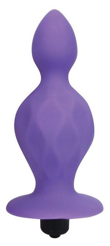 Фиолетовая коническая анальная вибровтулка - 10 см.-7460
