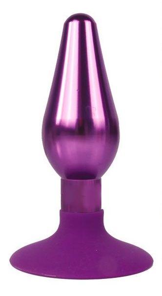 Фиолетовая конусовидная анальная пробка - 10 см.-7575