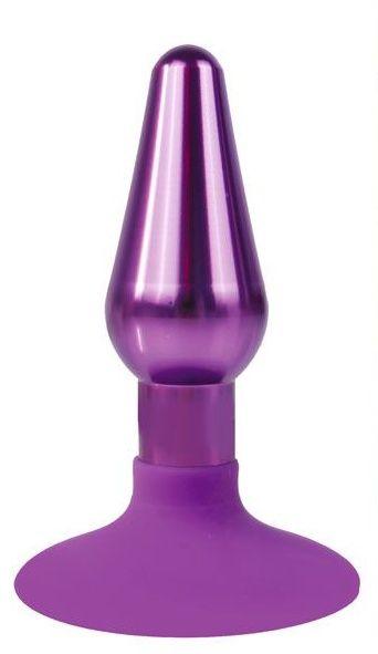 Фиолетовая конусовидная анальная пробка - 9 см.-7579
