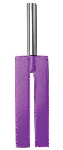 Фиолетовая П-образная шлёпалка Leather Slit Paddle - 35 см.-8928